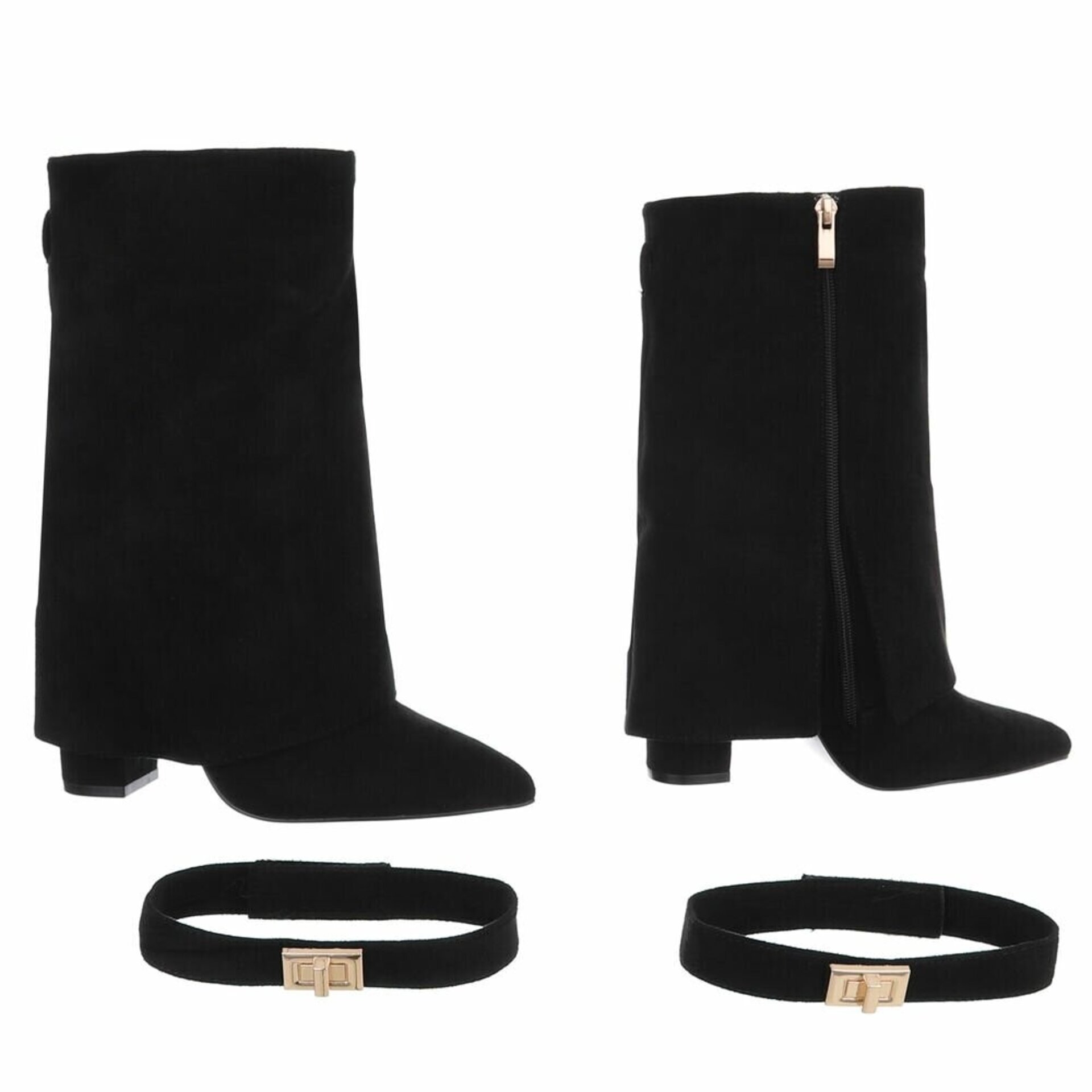 BOTINES POLAINA CORA NEGRO - 4