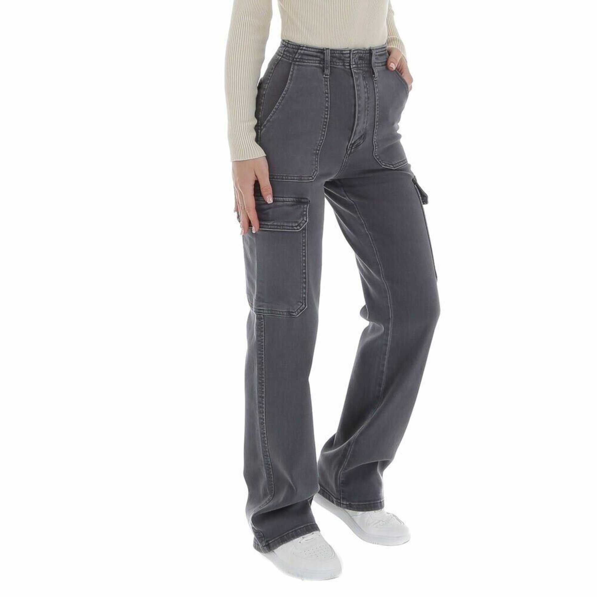 PANTALONES CARGO GRIS T168-8 - 4